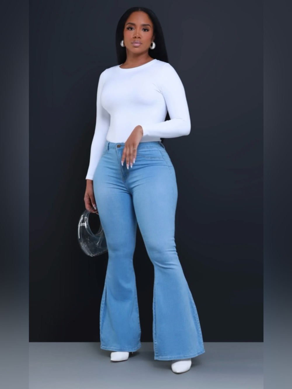 Swank A Posh Light Wash High-Rise Bell Bottoms Size Small